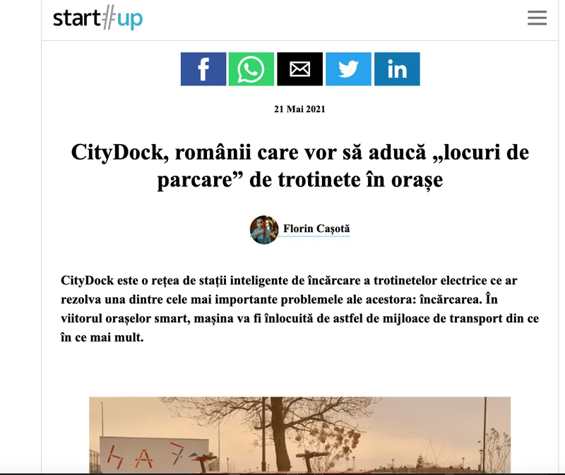 Press coverage: Start-Up.Ro feature on CityDock
