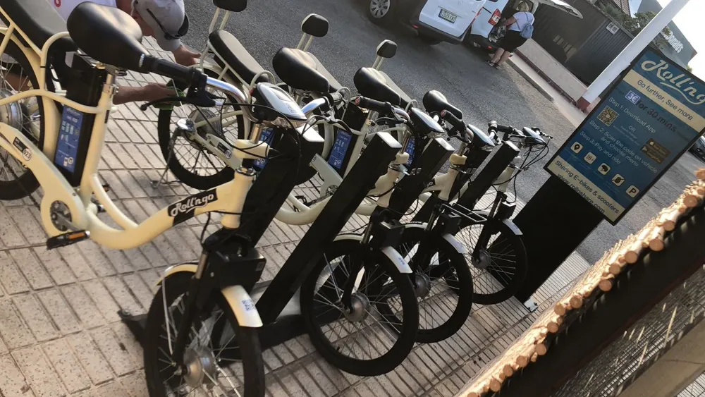CityDock network docking station on a beachfront promenade